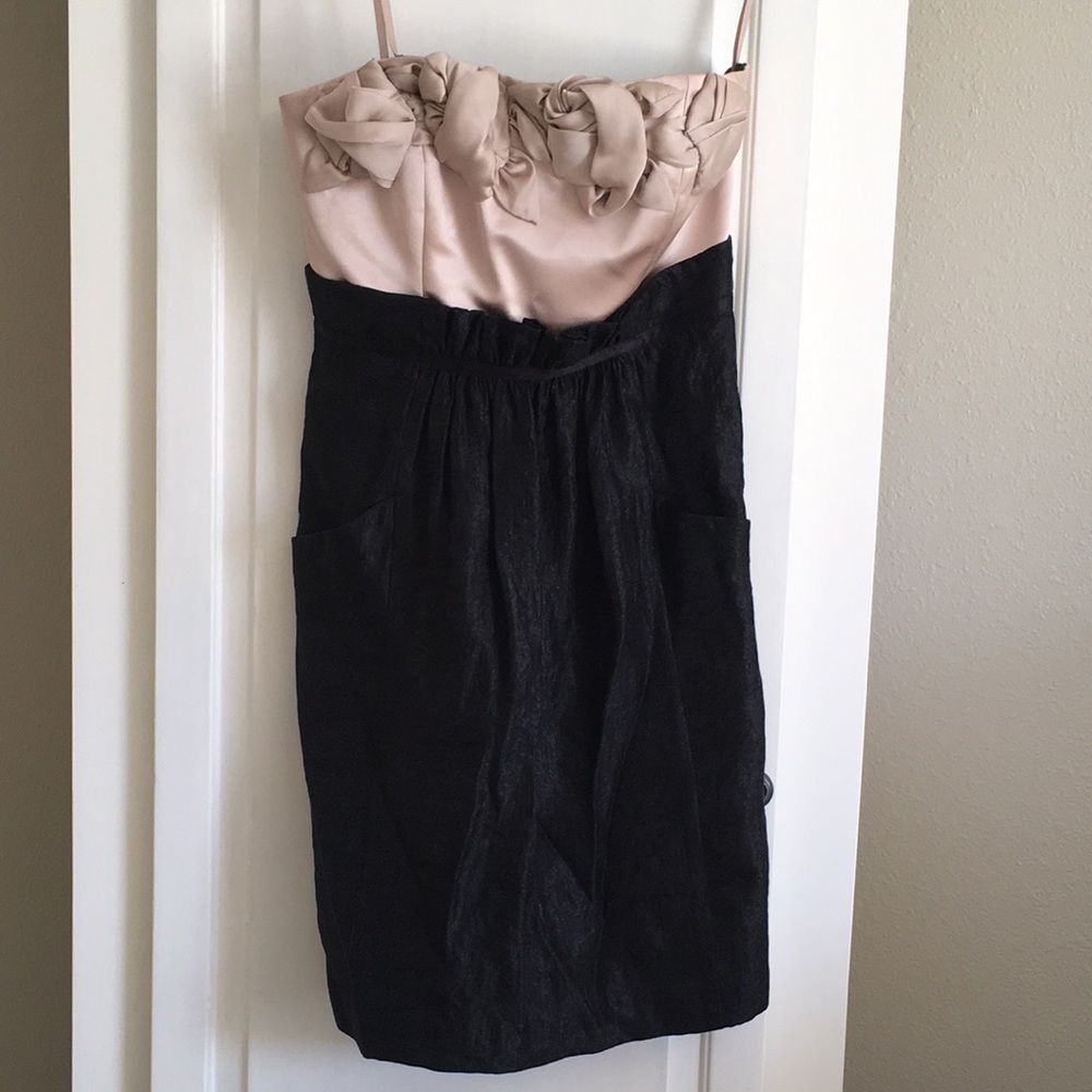 BCBG Strapless Cocktail Dress Gold and Black